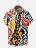 Moisture-wicking Music Saxophone Chest Pocket Hawaiian Shirt