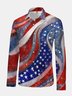 Artistic American Flag Long Sleeve Casual Dress Shirt