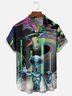 Moisture-wicking UFO Alien Spaceship Chest Pocket Casual Shirt