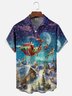 Moisture-wicking Christmas Santa Claus Chest Pocket Casual Shirt