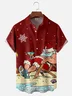 Moisture-wicking Christmas Santa Claus On the Beach Chest Pocket Holiday Shirt