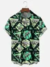 Moisture-wicking Dinosaur Fossil Geometric Pattern Chest Pocket Casual Shirt