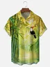 Moisture-wicking Bamboo Forest Leaves Toucan Parrot Chest Pocket Hawaiian Shirt