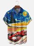 Moisture-wicking Racing Car Painting Chest Pocket Casual Shirt