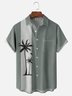 Tall Size Moisture-wicking Palm Tree Chest Pocket Bowling Shirt
