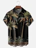 Moisture-wicking Vintage Coconut Tree Print Chest Pocket Hawaiian Shirt