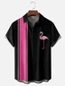 Moisture-wicking Breathable Flamingo Chest Pocket Bowling Shirt