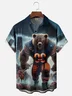Moisture-wicking Chicago Football Art Brown Bears Chest Pocket Casual Shirt