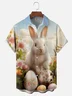 Moisture-wicking Easter Bunny Egg Art Chest Pocket Casual Shirt