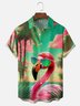 Moisture-wicking Flamingo Art Chest Pocket Hawaiian Shirt