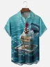 Moisture Wicking Hawaiian Shark Chicken Chest Pocket Hawaiian Shirt