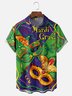 Moisture-wicking Mardi Gras Mask Contrast Color Stitching Chest Pocket Casual Shirt