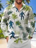 Moisture Wicking Plant Bigfoot Chest Pocket Long Sleeves Hawaiian Shirt