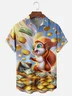 Moisture-wicking St Patrick‘s Day Squirrel Gold Coin Chest Pocket Hawaiian Shirt
