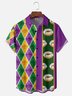 Moisture-wicking Mardi Gras King Cake Stripes Chest Pocket Bowling Shirt