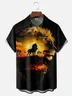 Moisture Wicking Lion Chest Pocket Casual Hawaiian Shirt