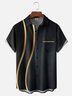 Moisture-wicking Classic Curve Art Black Chest Pocket Bowling Shirt