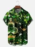 Moisture-wicking St. Patrick'S Day Clover Four-Leaf Clover Feather Chest Pocket Casual Shirt