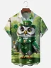 Moisture Wicking St. Patrick's Day Shamrock Owl Chest Pocket Hawaiian Shirt