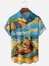 Moisture-wicking Turtle Beach Umbrellas Chest Pocket Hawaiian Shirt