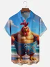 Moisture Wicking Beach Chicken Vacation Chest Pocket Hawaiian Shirt