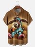 Moisture-wicking Donkey Cartoon Animal Chest Pocket Casual Shirt