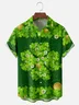 Moisture-wicking St. Patrick's Day Four Leaf Clover Gold Coin Chest Pocket Casual Shirt