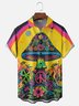 Moisture-wicking Hippie Peace&Love Mushroom Chest Pocket Casual Shirt
