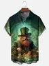 Moisture-wicking St. Patrick's Day Gnome Four Leaf Clover Gold Coin Chest Pocket Casual Shirt