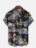 Coconut Tree Vintage Car Chest Pocket Short Sleeve Hawaiian Shirt