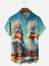 Moisture Wicking Beach Fun Seagull Chest Pocket Hawaiian Shirt
