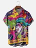 Moisture-wicking Mardi Gras Happy Mask Art Purple Chest Pocket Casual Shirt