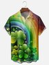 Moisture-wicking St. Patrick's Day Fantasy Lucky Four-Leaf Clover Chest Pocket Casual Shirt