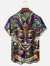 Moisture-wicking Mardi Gras Happy Mask Art Painting Chest Pocket Casual Shirt