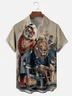 Moisture-wicking Tiger and Lion Haircut Art Chest Pocket Hawaiian Shirt