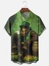 Moisture-wicking St. Patrick's Day Bigfoot Four Leaf Beer Chest Pocket Casual Shirt