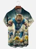 Moisture-wicking American Football Detroit Art Lions Chest Pocket Casual Shirt
