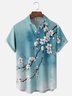Moisture Wicking Gradient Plants Flowers Peach Chest Pocket Hawaiian Shirt