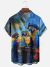Moisture-wicking Pirate Captain Parrots Chest Pocket Hawaiian Shirt