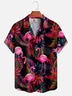Hardaddy Men's Botanical Flamingo Print Casual Short Sleeve Hawaiian Shirt