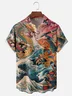 Moisture Wicking Ukiyo-e Dragon Carp Chest Pocket Hawaiian Shirt