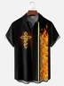 Moisture-wicking Cross Flame Chest Pocket Bowling Shirt