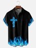 Moisture-wicking Easter Cross Flame Chest Pocket Casual Shirt