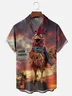 Moisture-wicking Chicken "Good Morning" Art Painting Chest Pocket Hawaiian Shirt