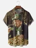 Moisture-wicking Happy St. Patrick's Day Trump Gold Coin Chest Pocket Casual Shirt