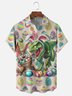 Moisture-wicking Easter Dinosaur Rabbit Bunny Eggs Chest Pocket Casual Shirt