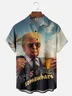 Moisture-wicking Trump Art "It's 5 o'clock" Chest Pocket Casual Shirt