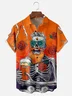 Moisture-wicking Rose Beer Skeleton Chest Pocket Hawaiian Shirt