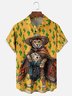 Moisture-wicking Cinco de Mayo Leopard Cactus Chest Pocket Hawaiian Shirt