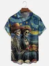 Moisture-wicking Cinco de Mayo Starry Night Mexican Skeleton Chest Pocket Hawaiian Shirt